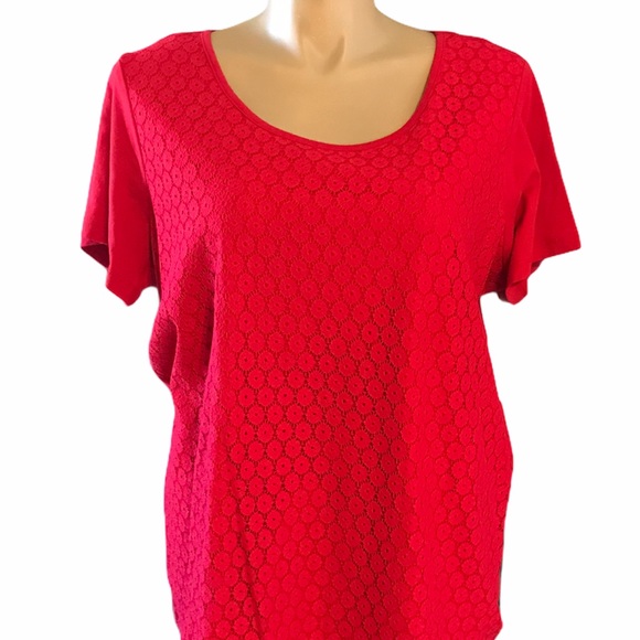 Laura Scott Tops - Laura Scott 2X Red NWT Lace Cotton Top
